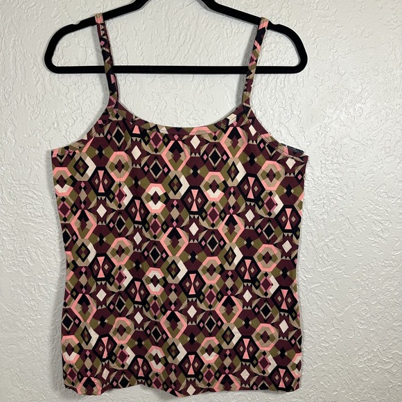 Jockey Geometric Aztec Print Camisole Tank Top Womens Ladies XL Pink Olive New - Picture 1 of 6